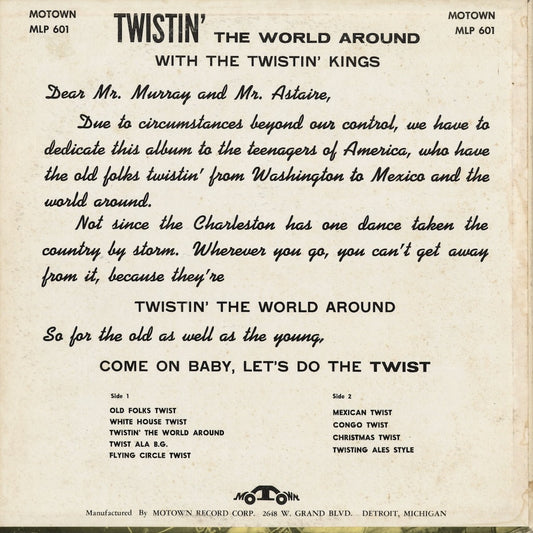 Twistin' Kings - Twistin' The World Around (MLP601) 1961 US Motown|中古LP