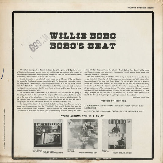 Willie Bobo - Bobo's Beat (SR 52097) 1963 US Roulette|中古LP