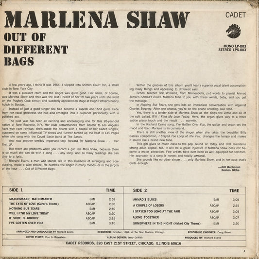 Marlena Shaw / マリーナ・ショウ / Out Of Different Bags (LPS 803)