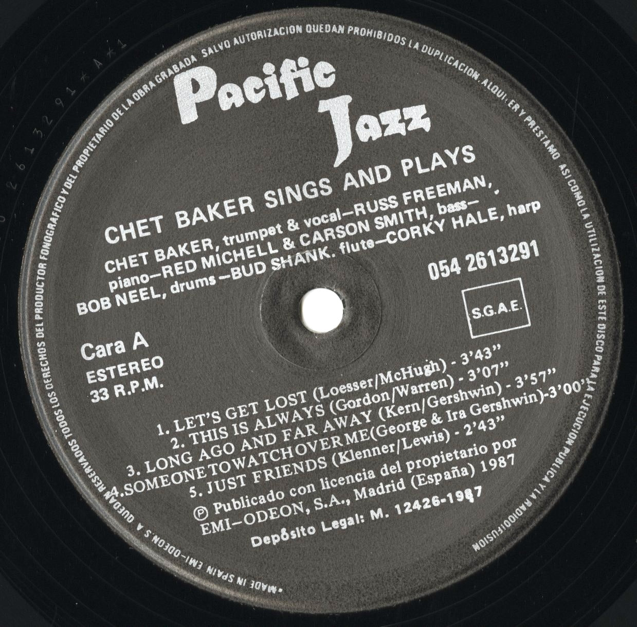 Chet Baker / チェット・ベイカー / Sings And Plays (054 2613291)
