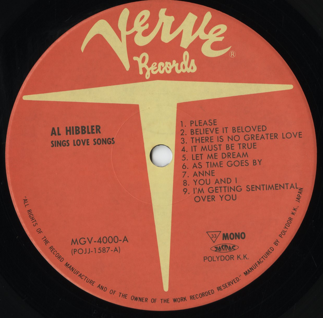 Al Hibbler / アル・ヒブラー / Sings Love Songs (POJJ-1587)