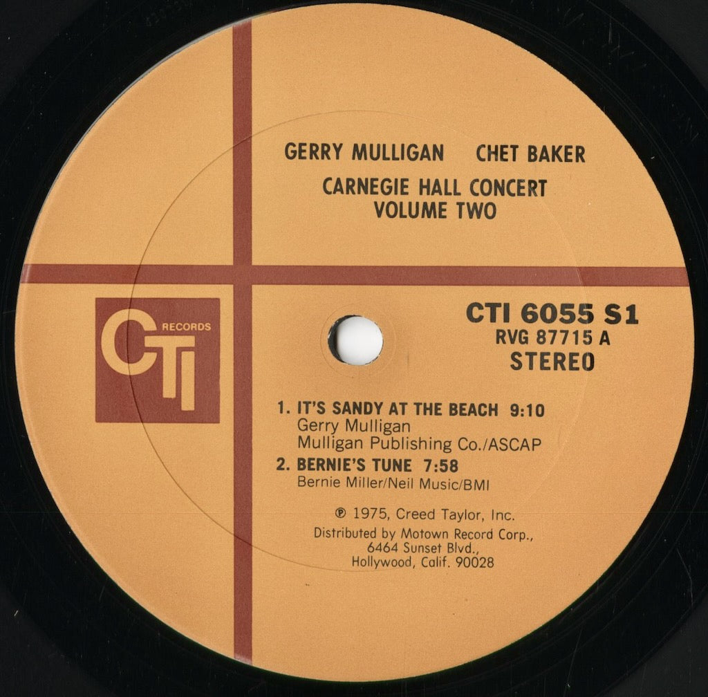 Gerry Mulligan / Chet Baker - Carnegie Hall Concert Volume 2 (CTI-6055-S1) 1975 US CTI|中古LP