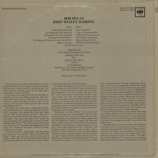 Bob Dylan - John Wesley Harding (CS 9604) 1968 US Columbia STEREO|中古LP
