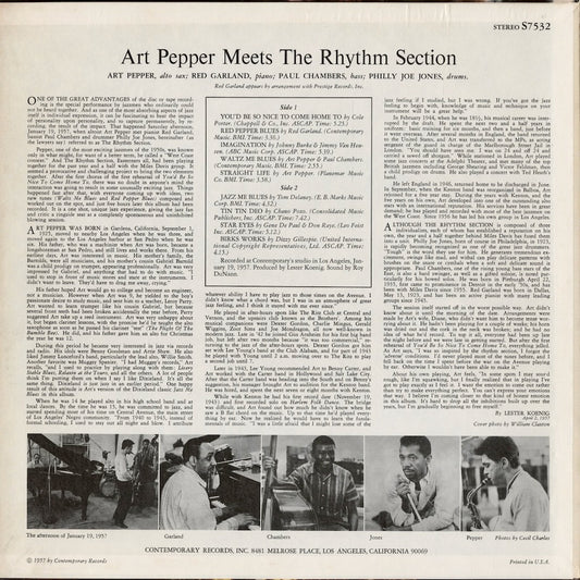 Art Pepper - Meets The Rhythm Section (S7532) LP 1973 US Contemporary|中古LP