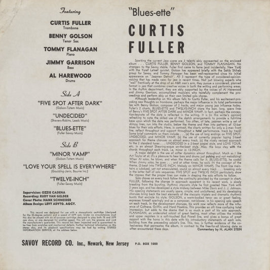 Curtis Fuller - Blues-Ette (SST-13006) LP 1963 US Savoy|中古LP