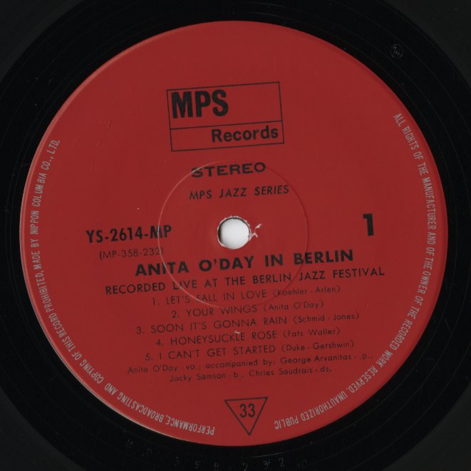 Anita O'Day / アニタ・オデイ / Anita O'Day In Berlin, Recorded Live At The Berlin Jazz Festival (YS-2614-MP)