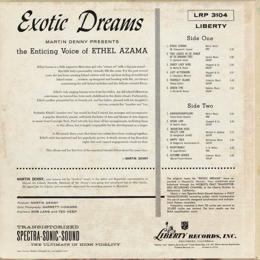 Ethel Azama – Exotic Dreams (LRP 3104) LP 1959 US Liberty|中古LP