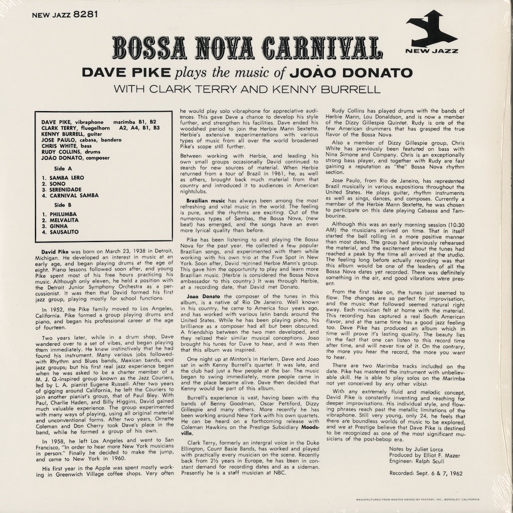 Dave Pike / デイヴ・パイク / Bossa Nova Carnival (NJ8281) 未開封シールド