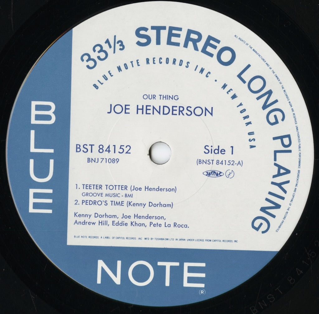 Joe Henderson - Our Thing (BNJ 71089) 1985 JPN Blue Note|中古LP