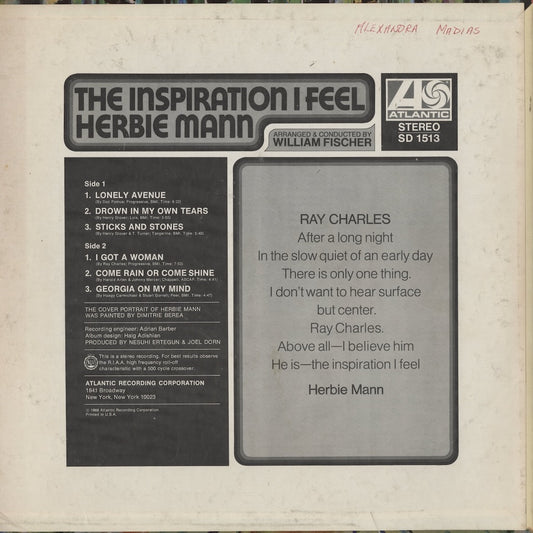 Herbie Mann / ハービー・マン / The Inspiration I Feel (SD 1513)