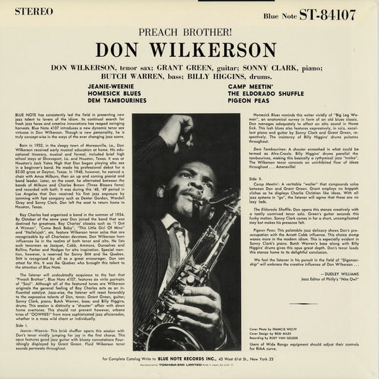 Don Wilkerson - Preach Brother! (BN 4107) 1990 JPN Blue Note|中古LP