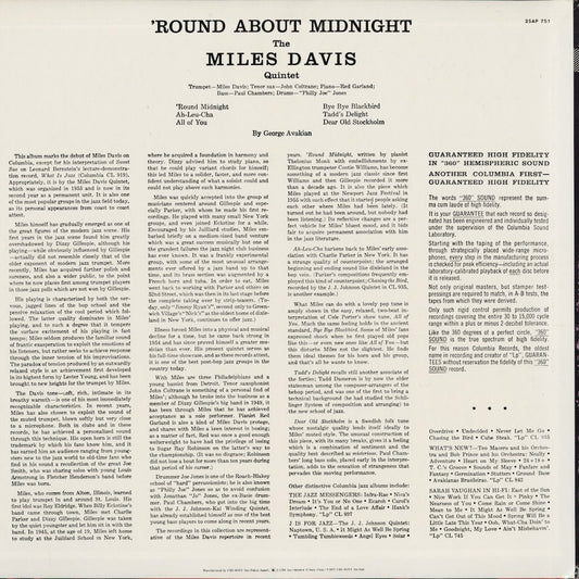 Miles Davis - 'Round About Midnight (25AP 751) 1977 JPN CBS/Sony|中古LP