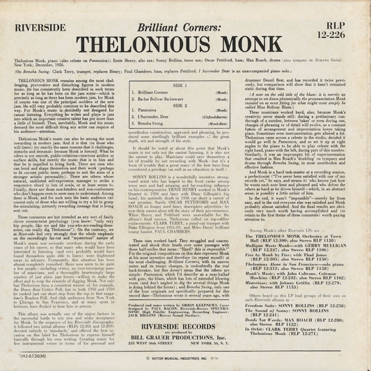 Thelonious Monk - Brilliant Corners (SMJ-6136M) 1976 JPN Riverside|中古LP