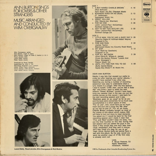 Ann Burton - Sings For Lovers and Other Strangers (S 64485) LP 1972 Netherlands CBS|中古LP