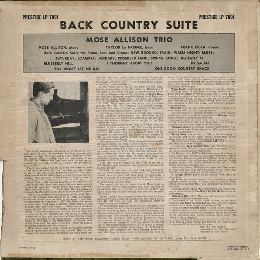 Mose Allison - Back Country Suite (PRLP 7091) 1958 US Prestige|中古LP