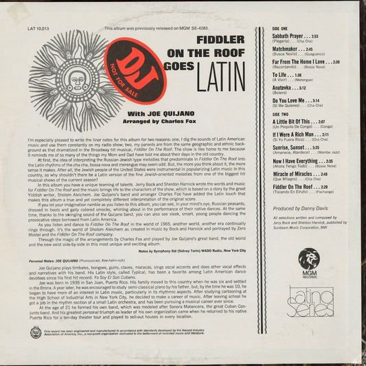 Joe Quijano - Fiddler On The Roof Goes Latin (LAT 10,013) LP 1960's US MGM|中古LP
