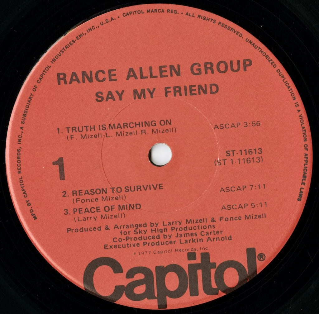 Rance Allen Group - Say My Friend (ST-11613) LP 1977 US Capitol|中古LP