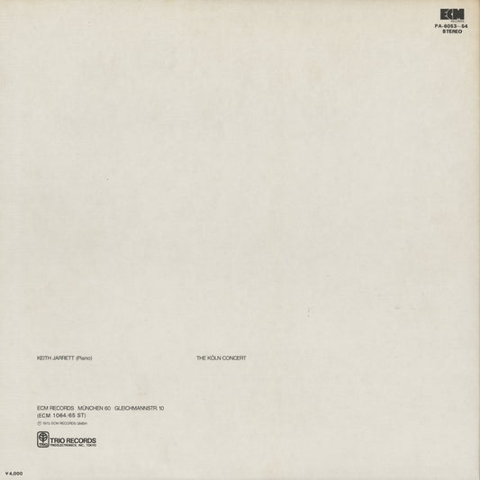 Keith Jarrett – The Köln Concert (PA6053~54) LP 1975 JPN ECM - TRIO RECORDS | 中古LP