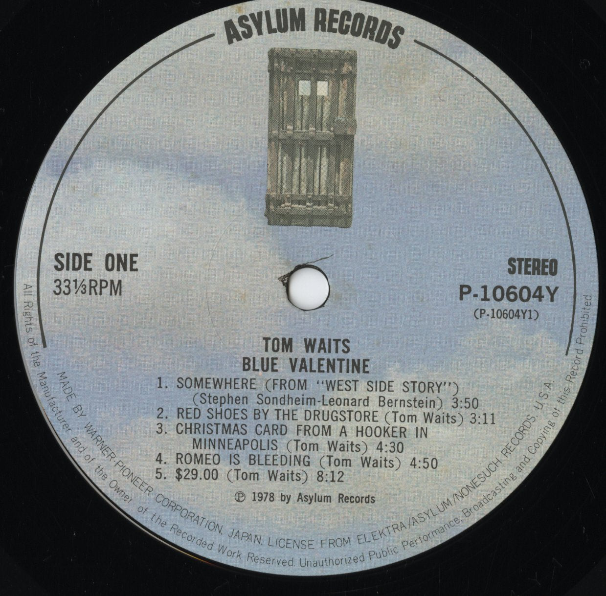 Tom Waits - Blue Valentine (P-10604Y) LP 1978 JPN Asylum|中古LP