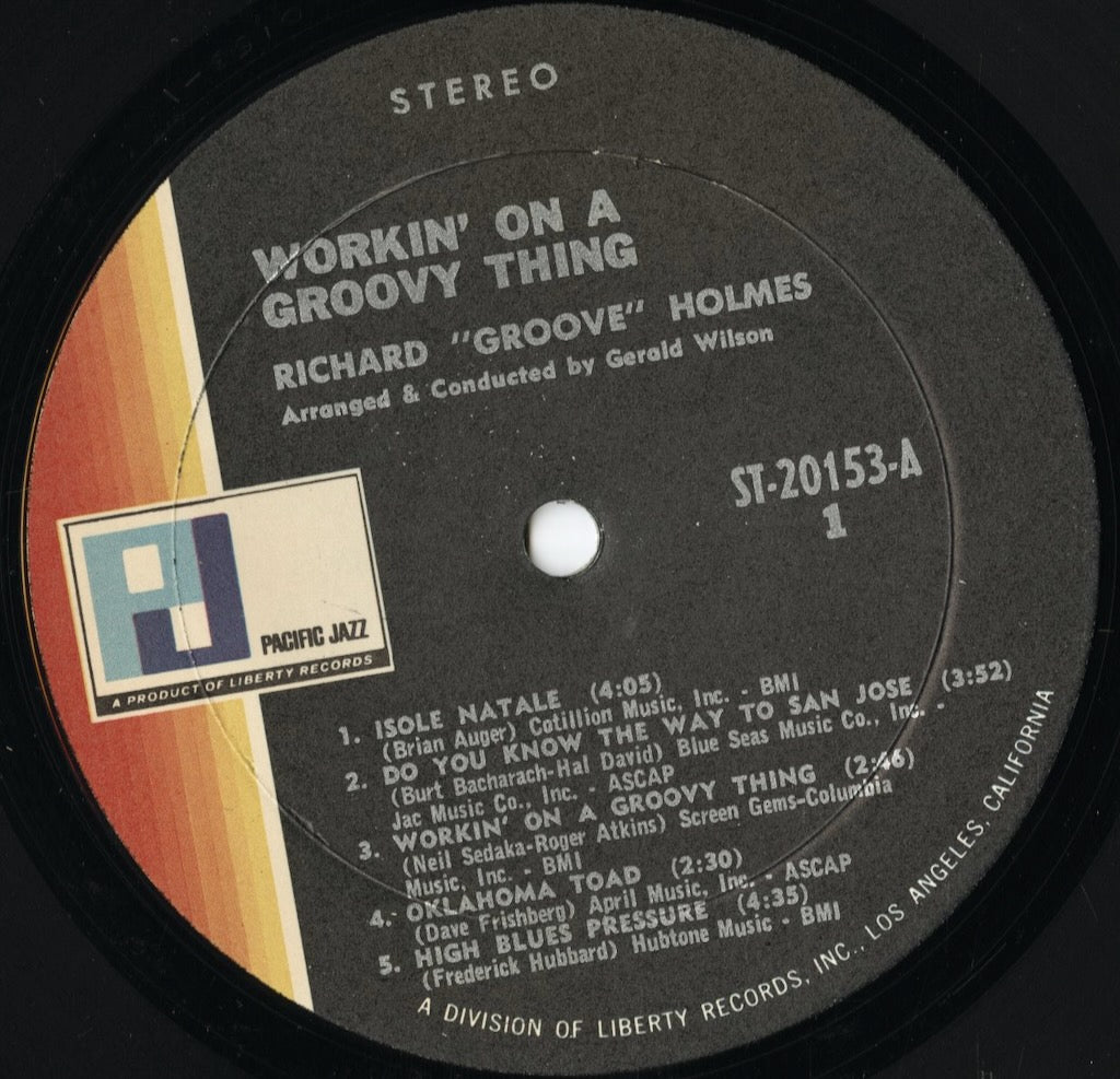 Richard Groove Holmes - Workin' On A Groovy Thing (ST-20153) LP 1969 US World Pacific Jazz|中古LP