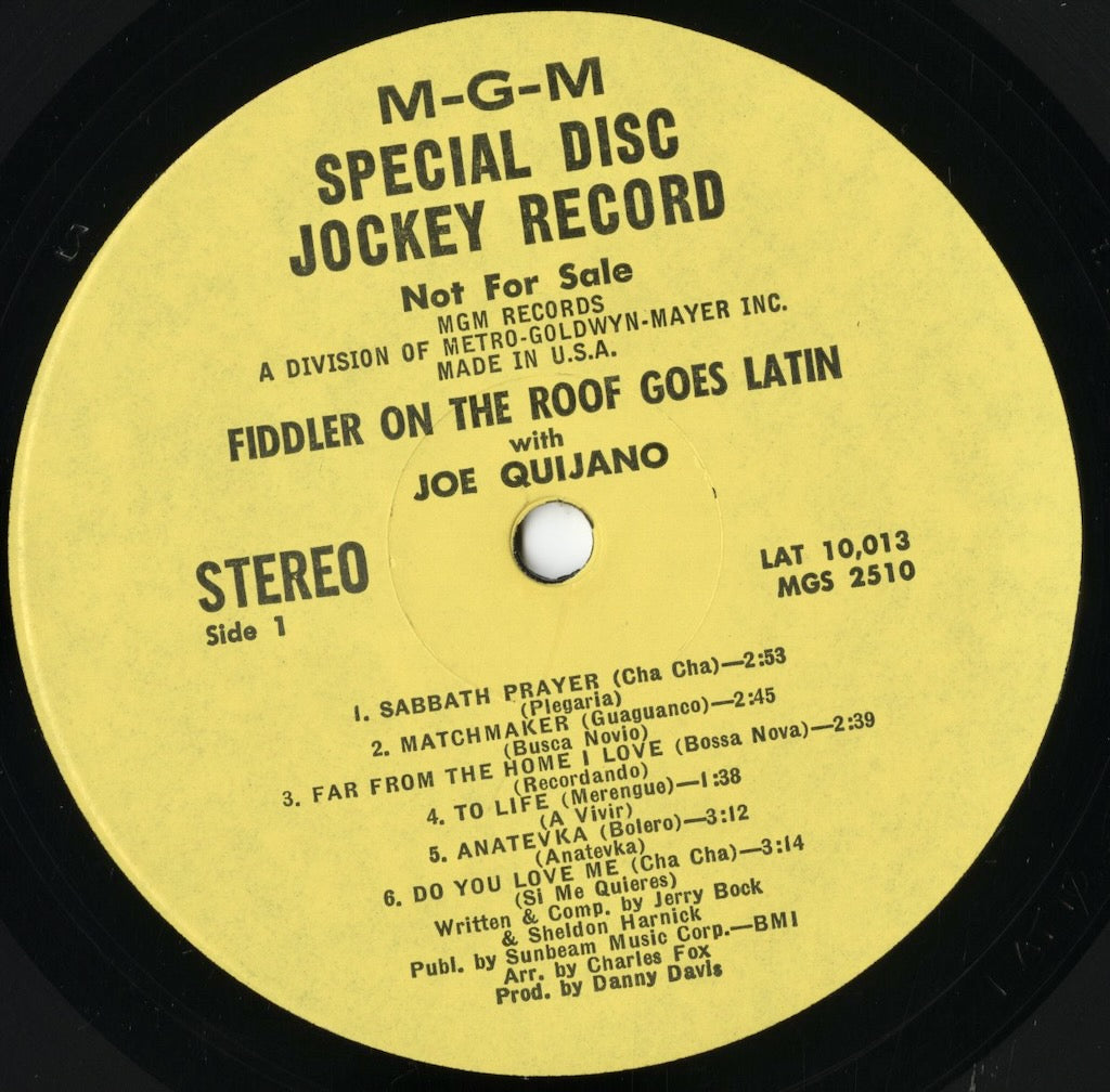 Joe Quijano - Fiddler On The Roof Goes Latin (LAT 10,013) LP 1960's US MGM|中古LP