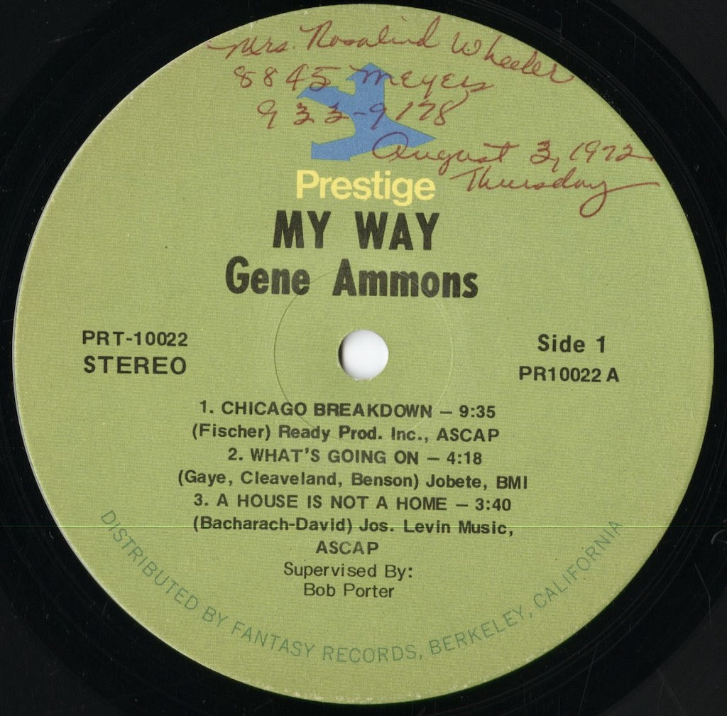Gene Ammons - My Way (PRT 10022) 1971 US Prestige|中古LP
