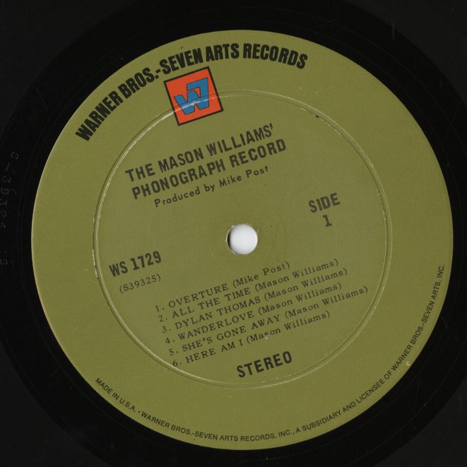 Mason Williams - The Mason Williams Phonograph Record (WS 1729) LP 1968 US Warner Bros.|中古LP
