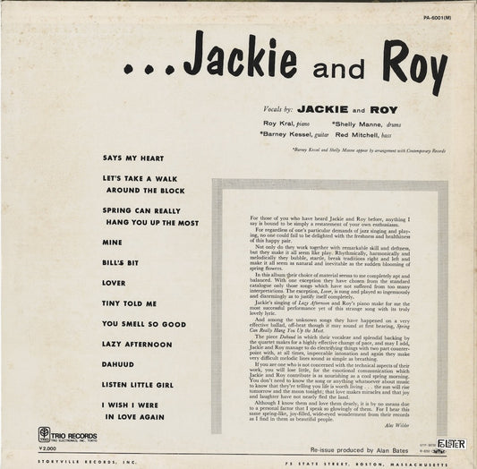 Jackie And Roy – Jackie And Roy (PA 6001(M)) LP 1974 JPN Storyville | 中古LP