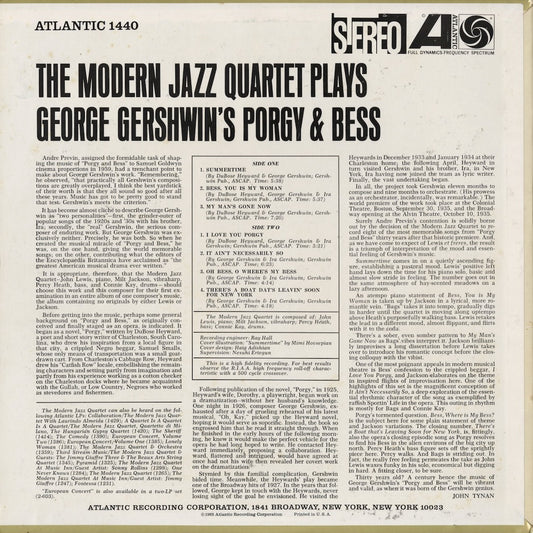 The Modern Jazz Quartet - The Modern Jazz Quartet Plays George Gershwin's Porgy & Bess (SD 1440) 1961 US Atlantic|中古LP