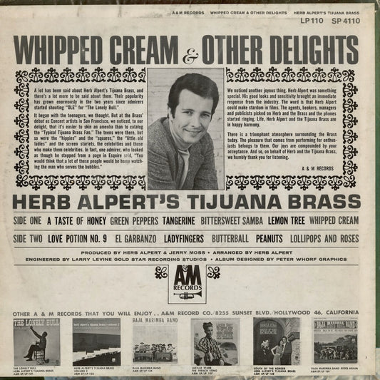 Herb Alpert & The Tijuana Brass - Whipped Cream & Other Delights (SP 4110) LP 1965 US A&M|中古LP