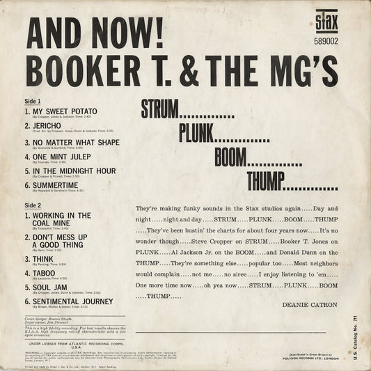 Booker T. And The M.G.'s - And Now! (STS-2006) LP 1967 UK Stax|中古LP
