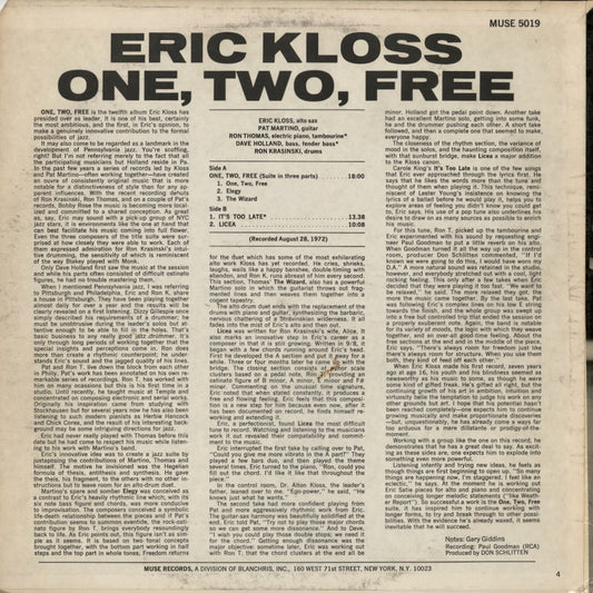 Eric Kloss – One, Two, Free (MR 5019) LP 1973 US Muse | 中古LP