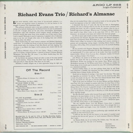 Richard Evans - Richard's Almanac (LP658) 1959 US ARGO|中古LP