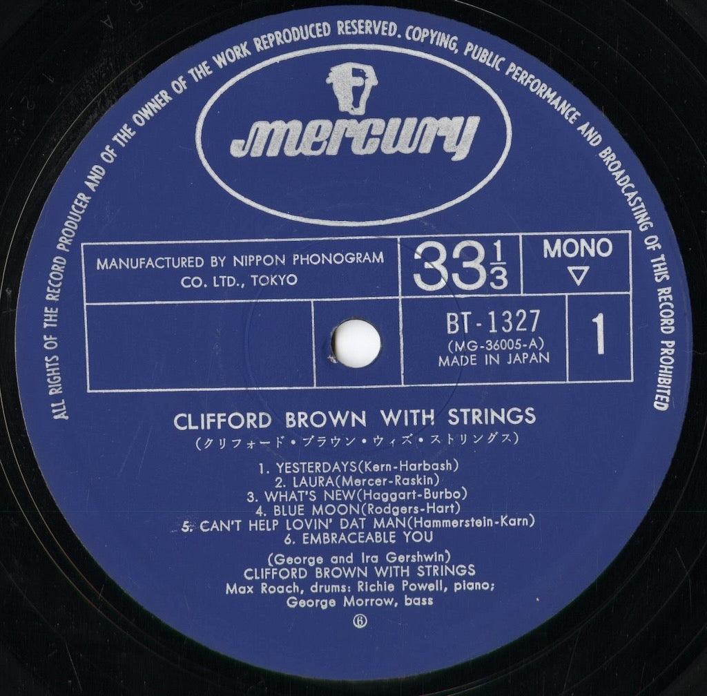 Clifford Brown - Clifford Brown With Strings (BT-1327) 1977 JPN Mercury|中古LP