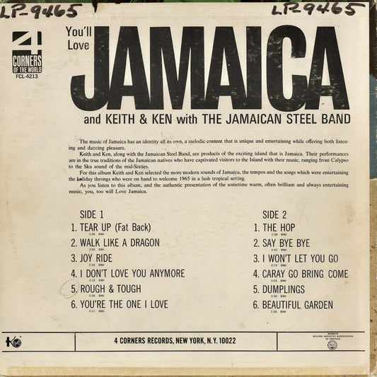 Keith & Ken With The Jamaican Steel Band - You'll Love Jamaica (FCL-4213) LP 1964 US 4 Corners Of The World|中古LP