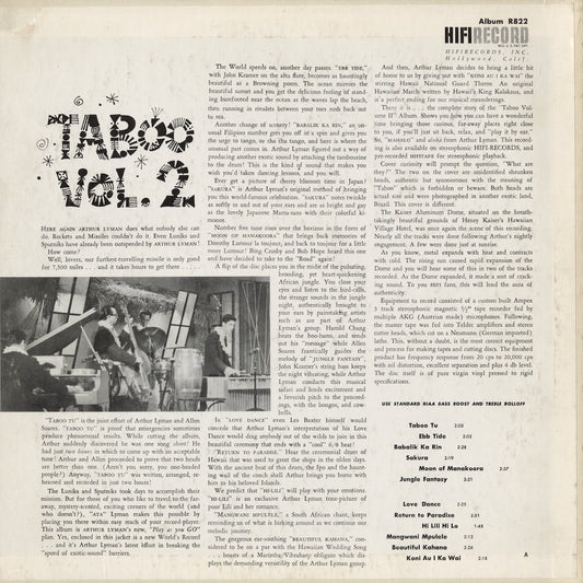 Arthur Lyman - Taboo Vol.2 (SR822) LP 1960 US HiFi Records|中古LP