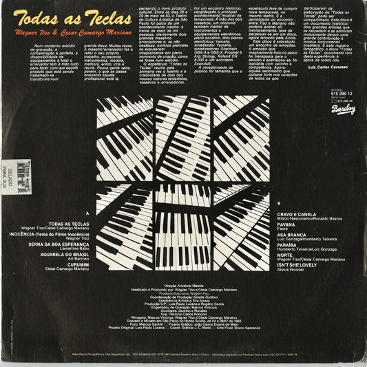 Wagner Tiso & Cesar Camargo Mariano - Todas As Teclas (815 286 13) LP 1983 BRA Barclay|中古LP