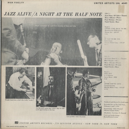 Zoot Sims / Al Cohn / Phil Woods / ズート・シムズ アル・コーン フィル・ウッズ / Jazz Alive! A Night At The Half Note (UAL 4040)