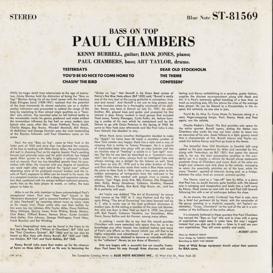 Paul Chambers - Bass On Top (GXF 3016) 1977 JPN Blue Note|中古LP ポール・チェンバース back