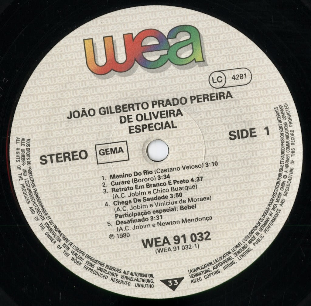 Joao Gilberto - Prado Pereira De Oliveira (WEA 91 032) 1980's GER WEA|中古LP