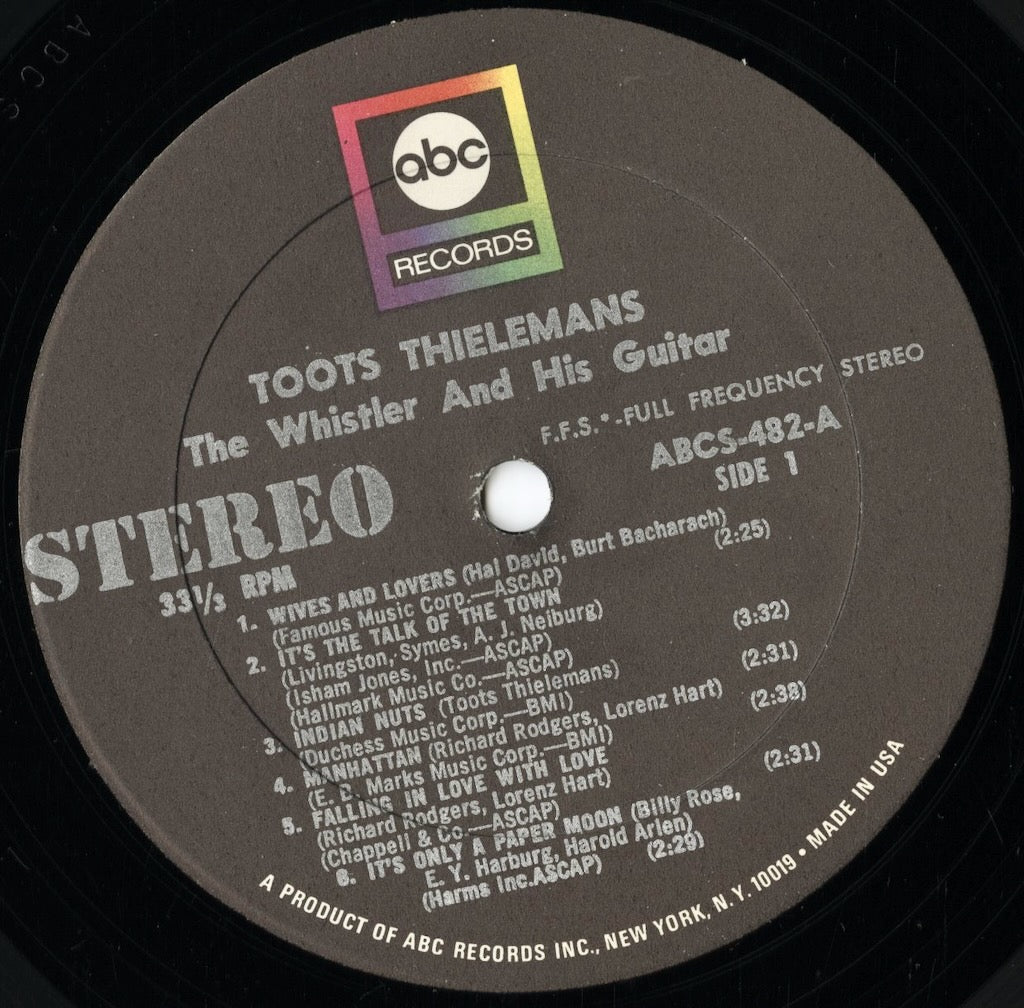 Toots Thielemans - The Whistler & His Guitar (ABCS-482) LP 1960's US ABC|中古LP