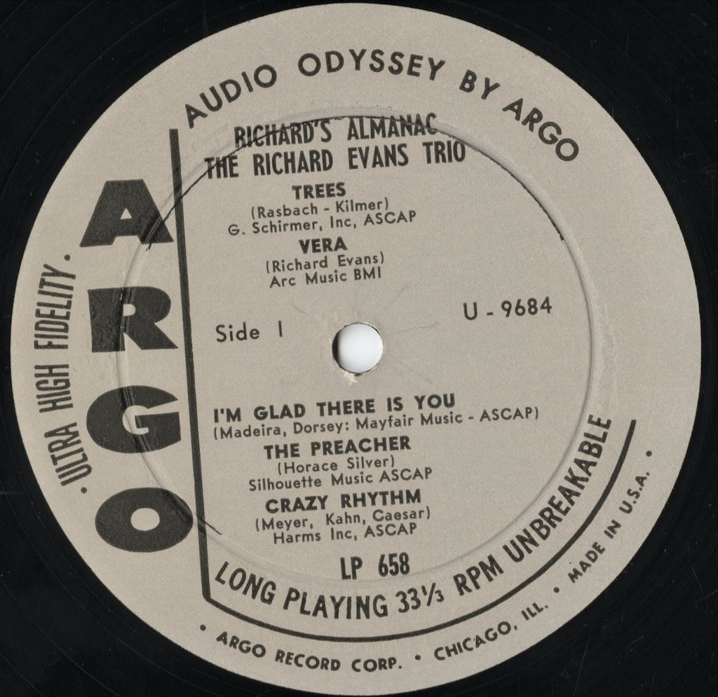 Richard Evans - Richard's Almanac (LP658) 1959 US ARGO|中古LP