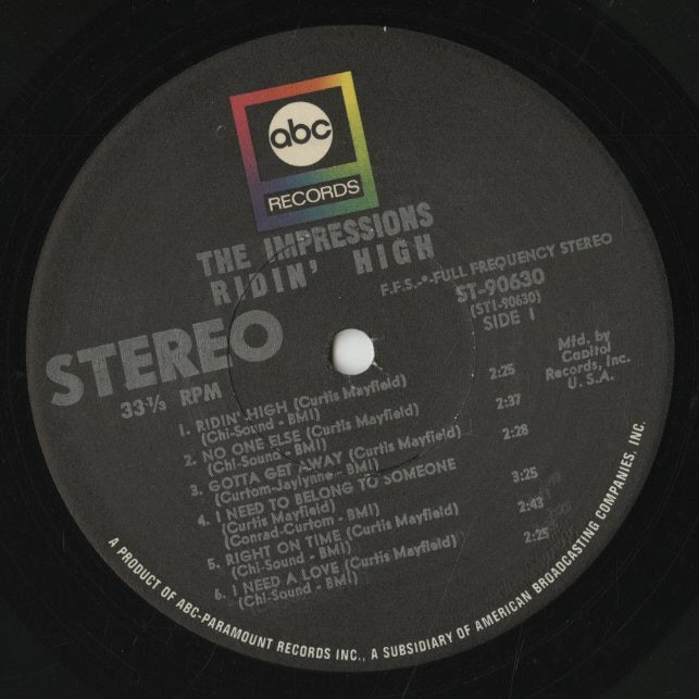 The Impressions / インプレッションズ / Ridin' High (ABCS 545)