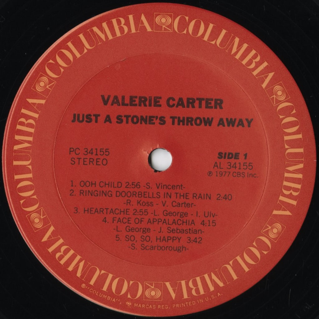 Valerie Carter - Just A Stone's Throw Away (PC 34155) 1977 US Columbia|中古LP