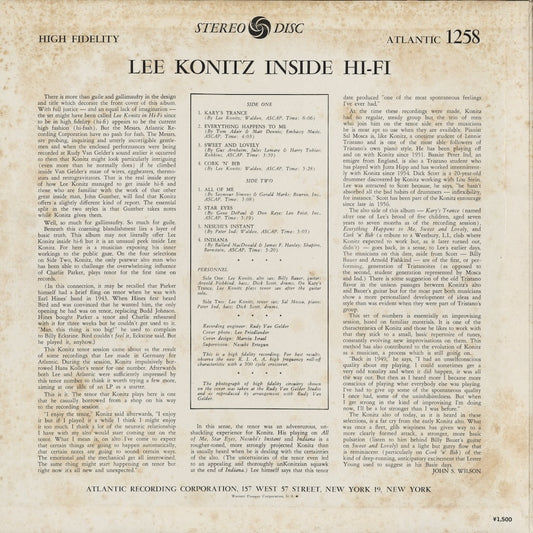 Lee Konitz - Inside Hi-Fi (P-4507A) 1975 JPN Atlantic|中古LP