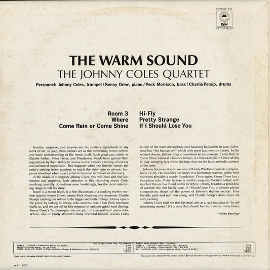 Johnny Coles - The Warm Sound (ECPZ-10) LP 1974 JPN Epic|中古LP