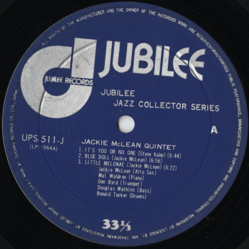 Jackie McLean - The Jackie McLean Quintet (UPS-511-J) LP 1972 JPN Jubilee|中古LP
