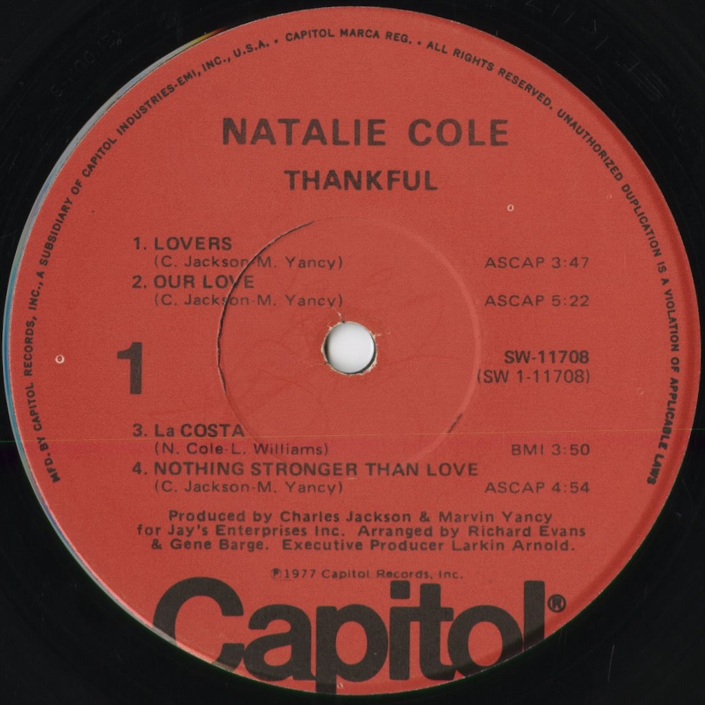 Natalie Cole - Thankful (SW-11708) 1977 US Capitol|中古LP
