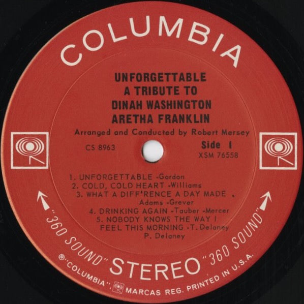 Aretha Franklin – Unforgettable (CS 8963) LP 1965 US Columbia | 中古LP