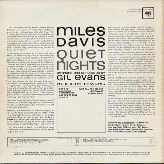 Miles Davis - Quiet Nights (CL 2106) LP 1963 US Columbia|中古LP
